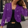 thumbnail image 7 of yoeyez Sequin Jacket for Women Cropped Open Front Long Sleeve Cardigan Glitter Sparkling Jackets for Evening Party Purple,S, 7 of 7