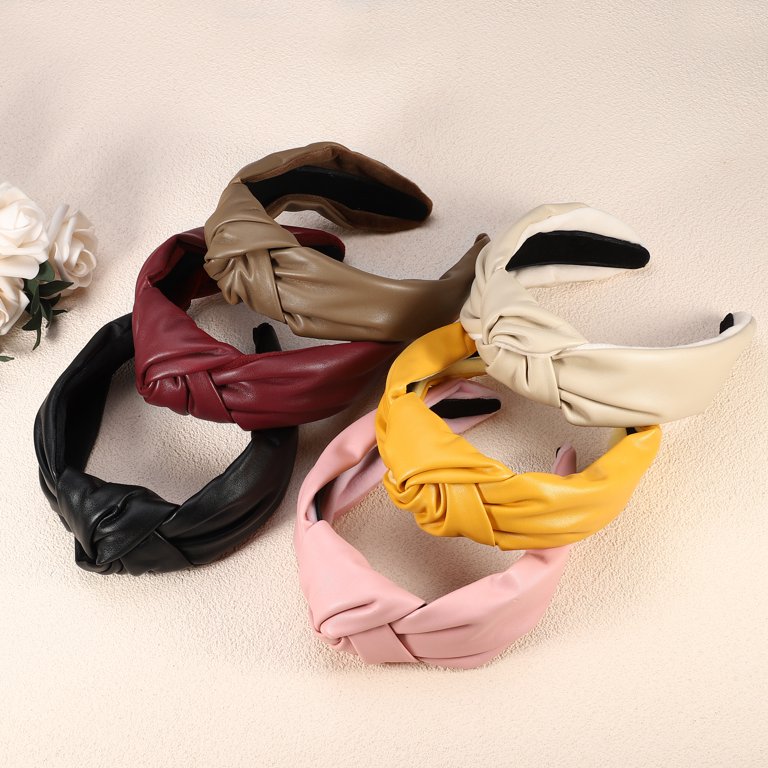 Unique Bargains Cross Knotted PU Leather Hairbands Non-slip 