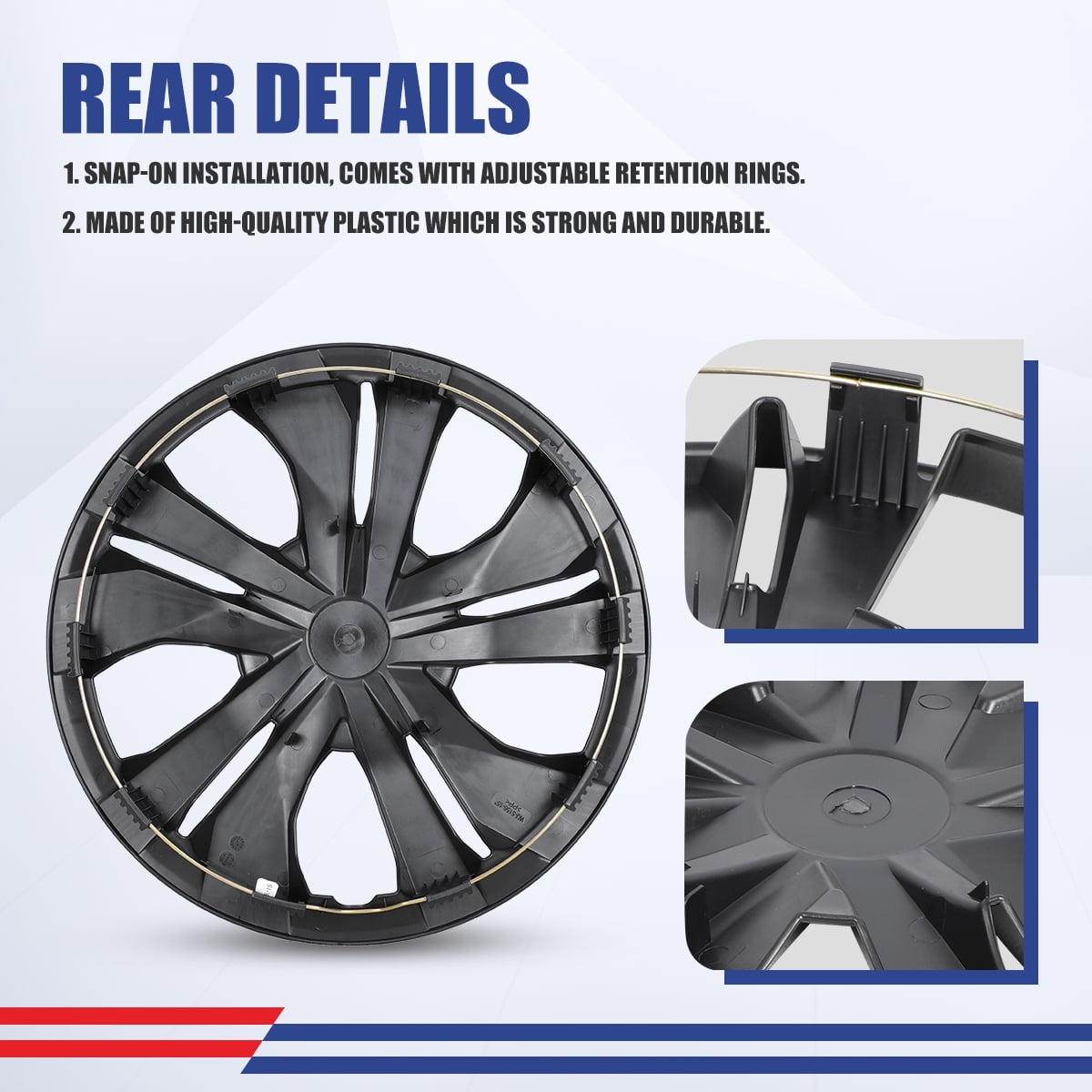 4 Pack 15 inch Steel Wheel Hubcaps for 2007-2025 Nissan Versa,2007-2019 Versa Sedan,2007-2012 Versa Hatchback,2014-2019 Versa Note,Snap-on Installation,Black Lacquer