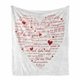 thumbnail image 1 of I Love You Soft Flannel Fleece Throw Blanket, Love Words in Various Language Universal Wedding Engaged Flirt Partners Print, Cozy Plush for Indoor and Outdoor Use, 70" x 90", Red White, by Ambesonne, 1 of 6