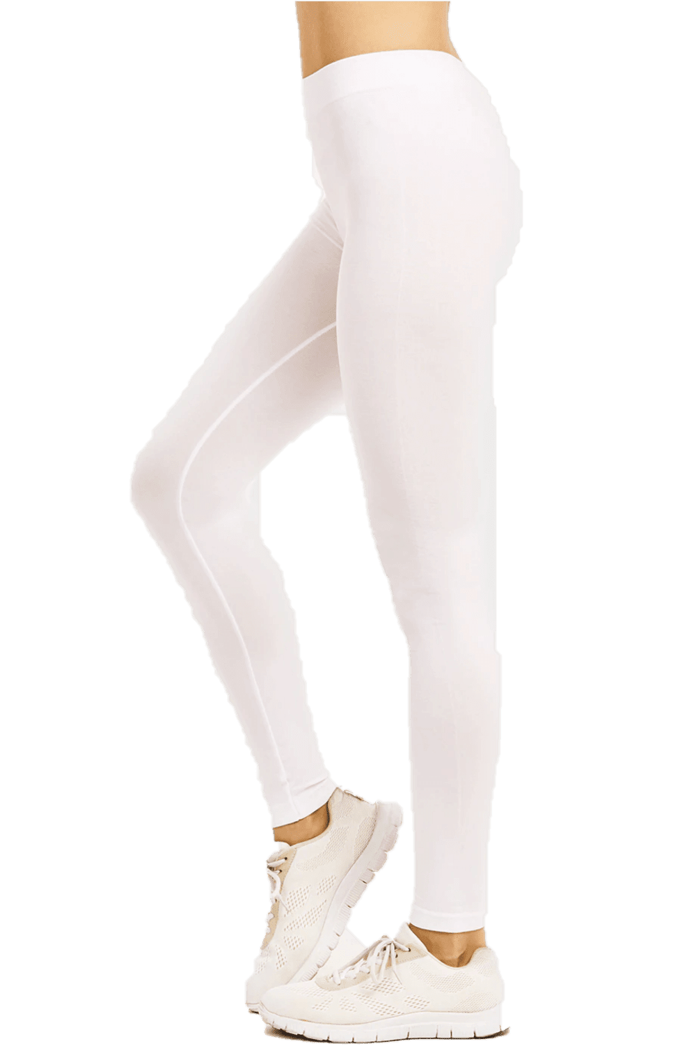 Women's Polyester Full Length Color Leggings, Plus Size, White, 1 Count