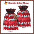 thumbnail image 4 of Color Matching Linen Bundle Mouth Gift Bag Can Be Used For Daily Small Items Red Colorful Houndstooth Hand-Drawn Sketch_4 Medium, 4 of 8