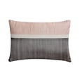 thumbnail image 1 of Funda de almohada lumbar rosa claro de 30 x 50 cm (12 x 20 pulgadas), almohada rectangular de seda con diseño patchwork y bloques de color, diseño moderno a rayas - Seda rosa claro afelpada, 1 of 3