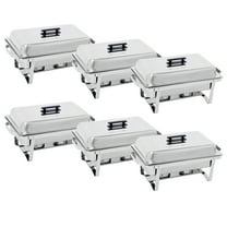 ZenStyle 8QT Stainless Steel Chafing Dishes with Fuel Holders and Water Pans (Set of 6)