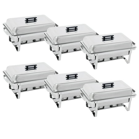 ZenStyle 8QT Stainless Steel Chafing Dishes with Fuel Holders and Water Pans (Set of 6)