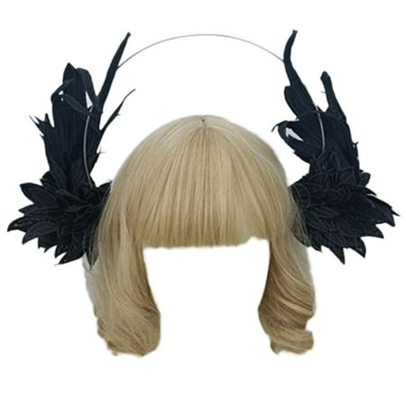 

GHOONEY Halos Crowns Headband Goddess Angel Tiara for Women White/Black Wing Headpiece