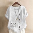 thumbnail image 1 of Hauts d'Été pour Femmes DYTTDG T-Shirt Mode Imprimé Grande Taille Col Rond Manches Courtes Blouse Décontractée Ample Hauts pour Femmes Liquidation Moins de 10 Blanc,L, 1 of 4