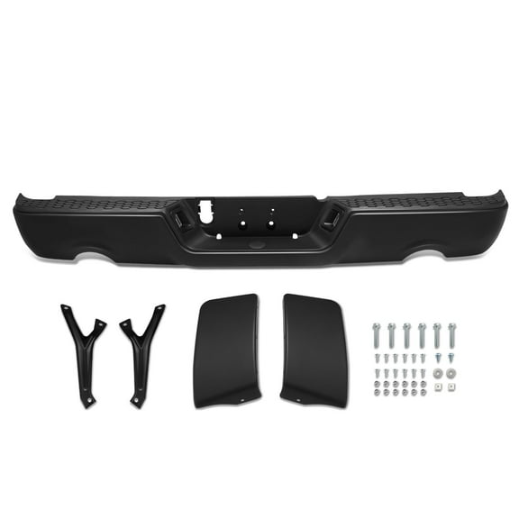 DNA Motoring For 09-19 Dodge Ram 1500 Black Steel Dual Exhaust Rear Bumper w/o Sensor Hole