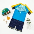 thumbnail image 4 of AJZIOJIRO Baby Toddler Little Boys Two Pieces Swimsuit Set Dinosaur Bathing Suit Rash Guards Swimwear with Hat UPF 50+, 4 of 7