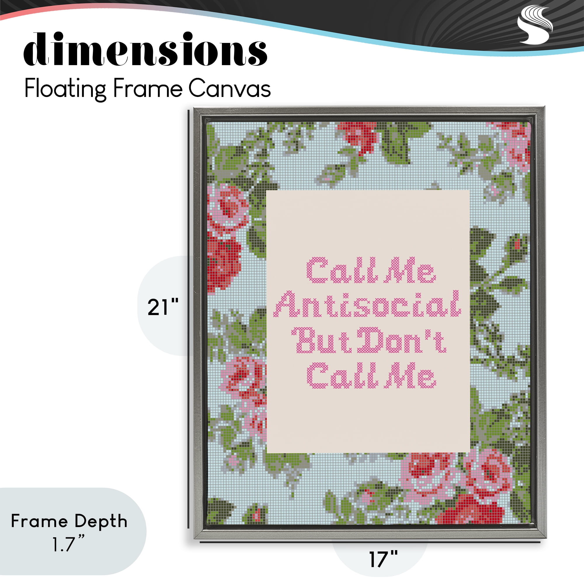 Stupell Industries Don't Call Me Vintage Florals Gray Framed Floater Canvas Wall Art, design by Lil' Rue