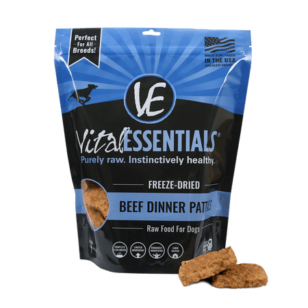 Vital Essentials Freeze Dried Dog Food, Beef Dinner Patties 14 oz