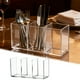 thumbnail image 2 of Organizador de cubiertos acrílico de 3 secciones, recipiente transparente para guardar utensilios en la encimera de la cocina, con capacidad para tenedores y cucharas, 2 of 6
