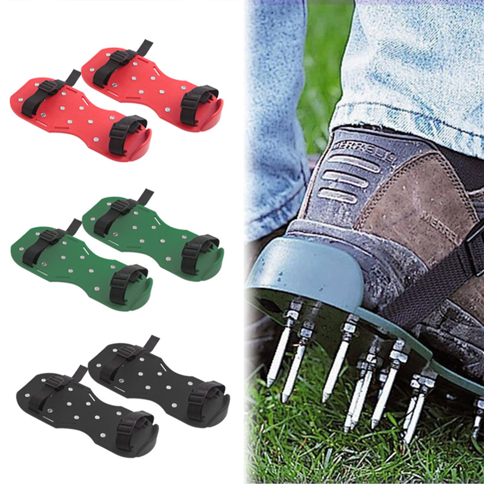 TOPOINT 1 Set Lawn Aerator Shoes With Buckles And 2 Straps Heavy Duty