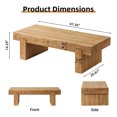 thumbnail image 7 of 47.6 Inch Farmhouse Coffee Table, Solid Wood Rectangular Rustic Cocktail Table for Living Room Home Office, Natural Wood, 7 of 7