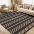 thumbnail image 2 of Hasoo 5' x 7' Area Rug for Living Room Washable Easy Jute Striped Non Shedding Neutral Indoor/Outdoor Decor Carpet, Brown/Black, 2 of 5