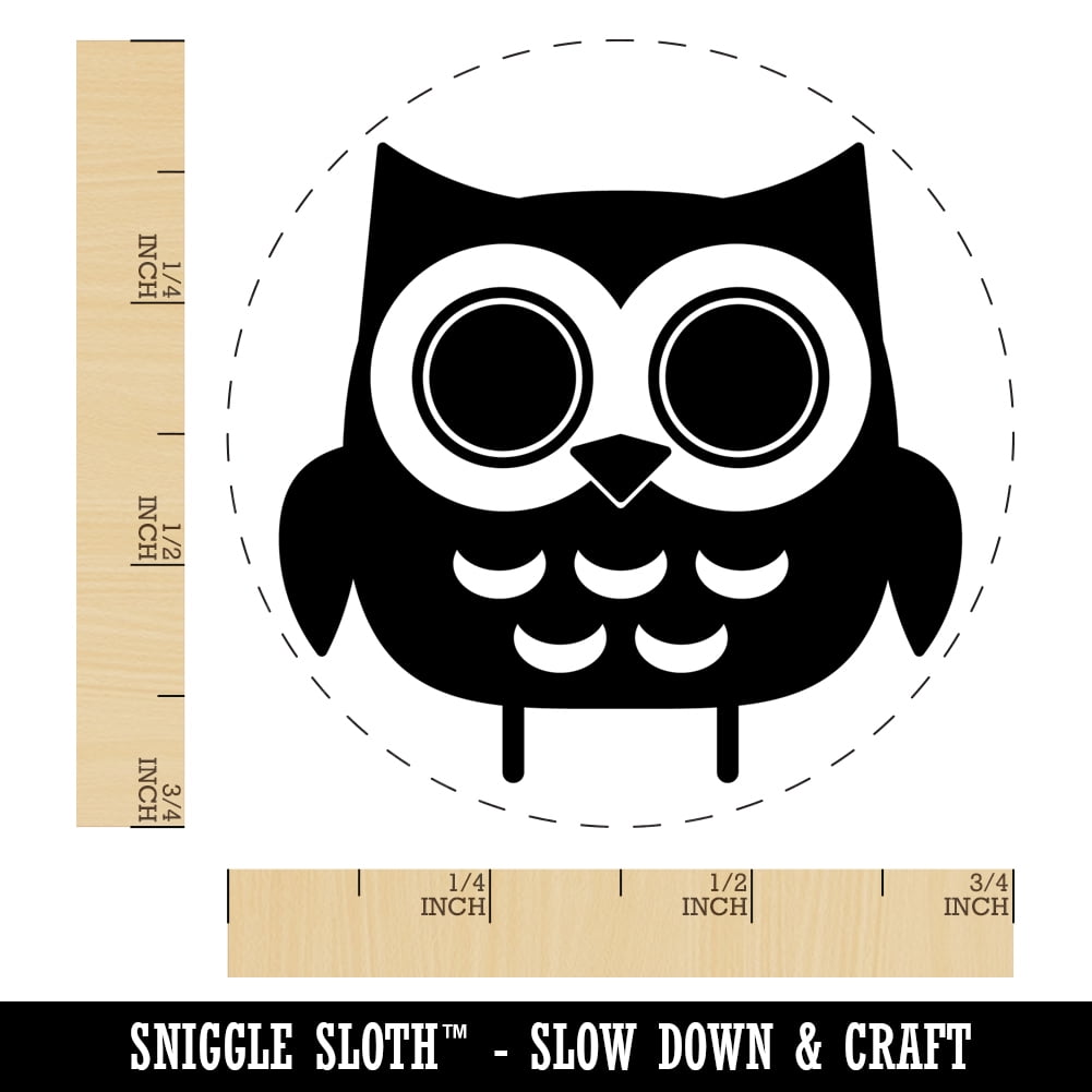 Adorable Little Hoot Owl Self-Inking Rubber Stamp Ink Stamper - Blue Ink - Small 3/4 Inch