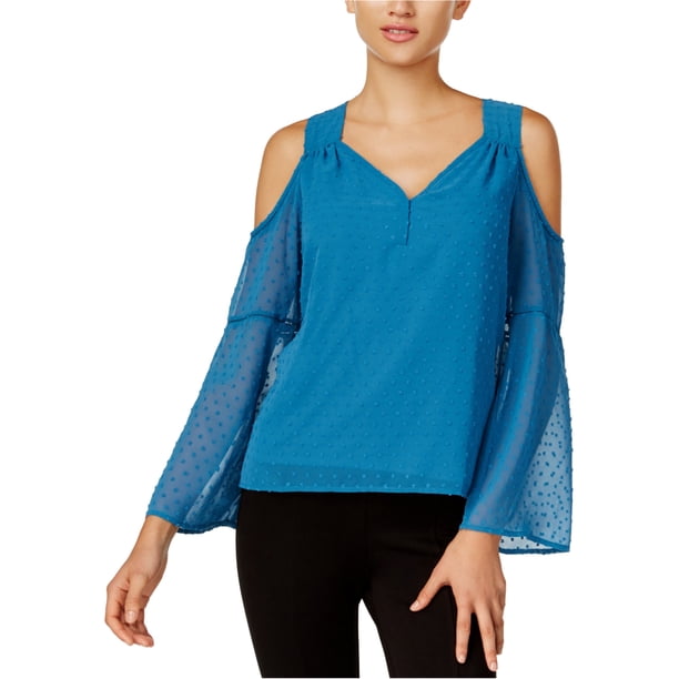 Blusa campesina texturizada Kensie para mujer azul XS