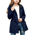 thumbnail image 2 of FSYBOA Girls Windbreaker Jackets, Long Sleeve Comfortable Full Zip Waterproof Hooded Outerwear Navy Size 5-6T, 2 of 6