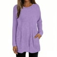 thumbnail image 3 of Baberdicy Women's Long Sleeve Shirts Ribbed Knit Crew Neck Lightweight Loose Fit Casual Pullover Tops, Purple 3Xl, 3 of 9
