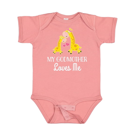 Inktastic My Godmother Loves Me Giraffe Boys or Girls Baby Bodysuit