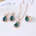 thumbnail image 3 of Flmtop Jewelry Set Eye-catching Easy Matching Women Waterdrop Shiny Rhinestone Necklace Ring Earrings for Party, 3 of 10