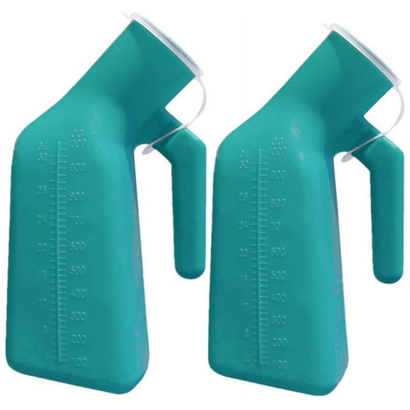 Thick Firm Male Urinal Urine Bottle with Replacement Lids 32oz./1000mL (Green,2 Pack)