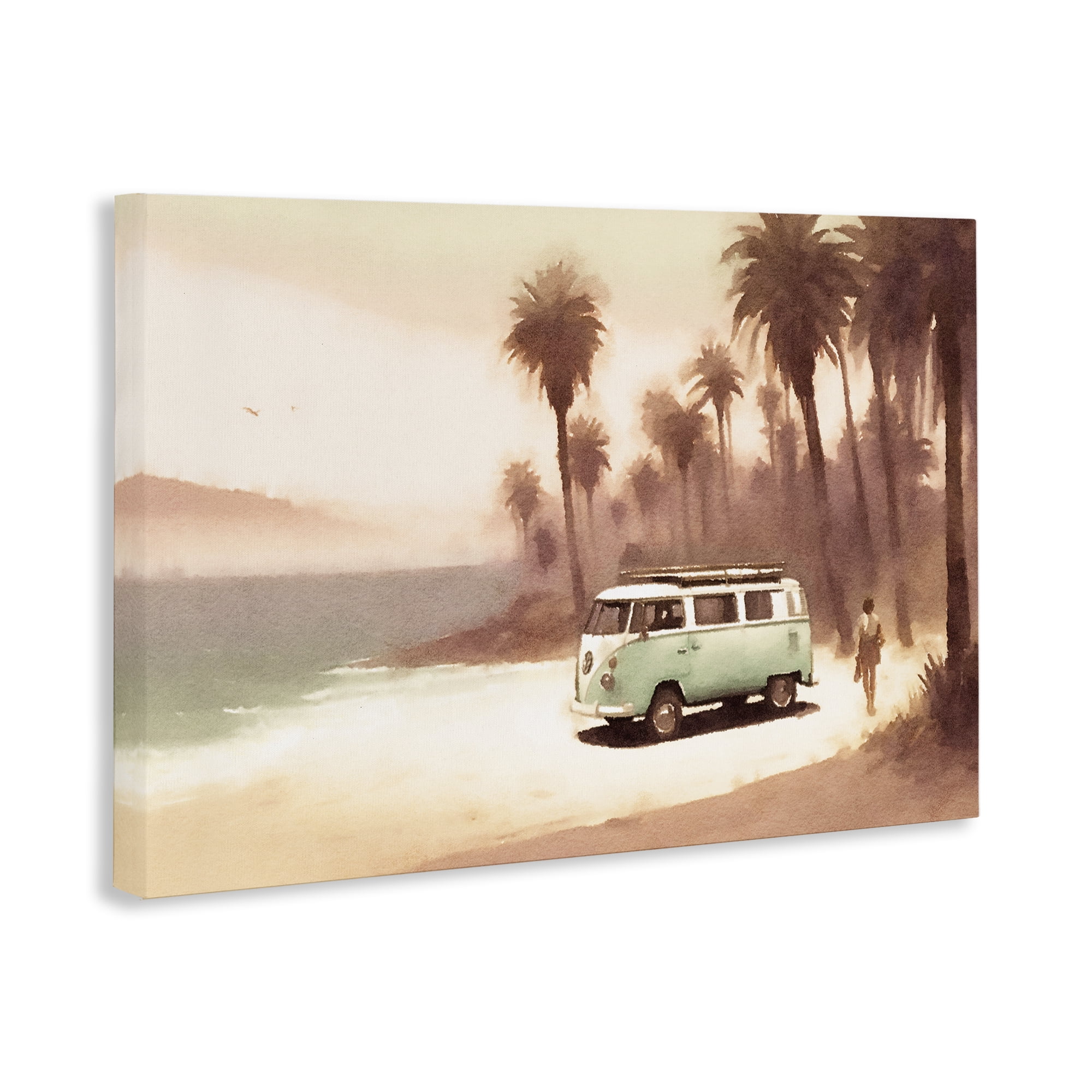 Stupell Industries Peaceful Beach Travel Van Nautical & Beach Painting Wrapped Canvas Art Print Wall Art, 45 x 30