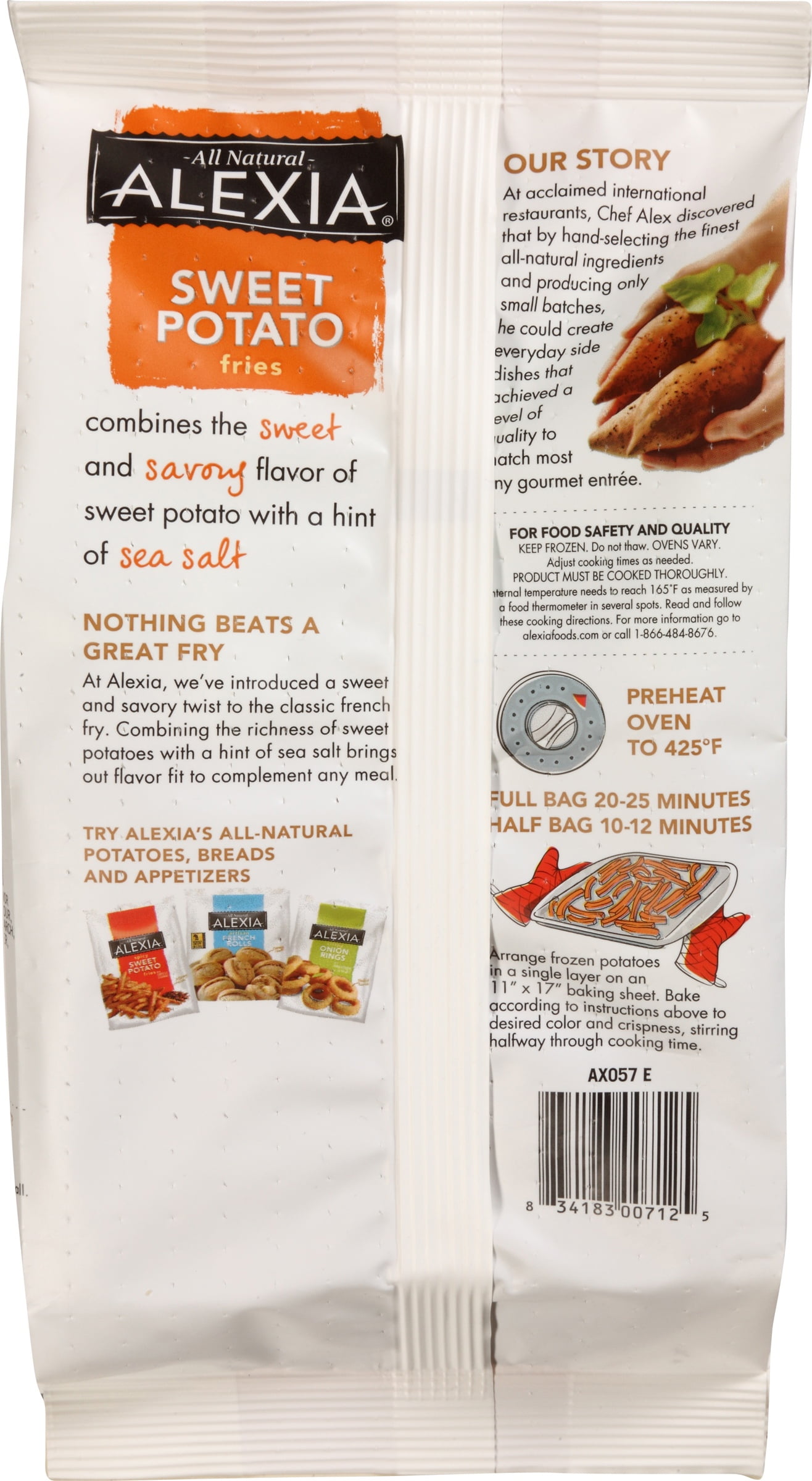 alexia sweet potato fries nutrition label