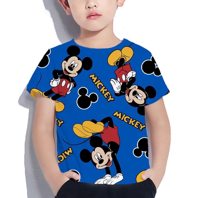 Serie de Disney Mickey Mickey Mouse ropa animada camiseta adecuada para niños y niñas casual 2022 verano ropa para niños 140 Gao Jinjia LED