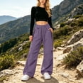 thumbnail image 5 of Hurxie Womens Waterproof Pants Rain Pants Quick-Dry Baggy Cargo Hiking Pants | with Zipper Large Pockets Outdoor Travel Pants Purple,L, 5 of 6