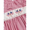 thumbnail image 6 of Baby Girl 4th of July Outfit Fourth of July Bubble Romper Plaid Short Puff Sleeve Ruffled Jumpsuit Flag Smocked Bodysuit Summer Clothes 0-2T, 6 of 7