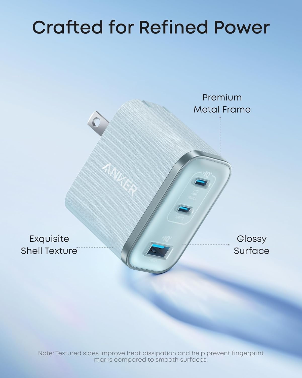 Anker Nano Charger, Ultra-Fast 70W Output 3-Port USB C Charger Block, Fast Charging, Compact and Stylish,