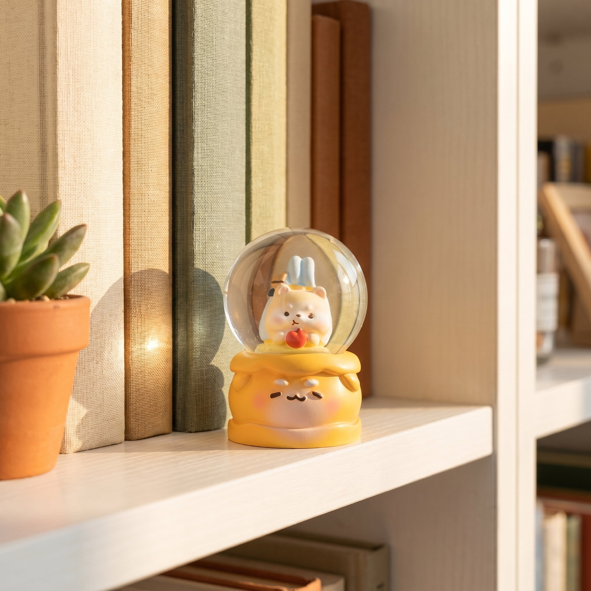 Unique Bargains Cartoon Light Up Crystal Ball Resin Snow Globe LED Sphere Orange Style A