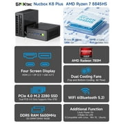 GMKtec Mini Gaming PC, 1TB SSD 32GB RAM, AMD Ryzen 7 8845HS(Up to 5.1GHz), Mini Desktop Computer, Oculink, Dual RJ45 2.5G, NucBox K8 Plus