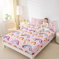 thumbnail image 4 of Manfei Watercolor Rainbow Child Bed Sheets, Cartoon Stars Print King Sheets, Chic Artwork Sheet Set, Lightweight Room Decor, 4pcs, 4 of 7