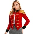 thumbnail image 3 of Mufeng Women's Novelty Ringmaster Jackets Coat Luxury Velvet Blazer Coat Halloween Circus Outfits Red S, 3 of 7