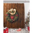 thumbnail image 5 of Christmas Shower Curtain Western Texas Star Christmas Wreath Shower Curtains for Bathroom Decor Cowboy Hat Christmas Decoration Bath Curtains Sets with Hooks Waterproof, 84x72 in, 5 of 6