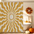 thumbnail image 3 of Bohemia Shower Curtain, Waterproof Shower Curtains for Bathroom, Retro Abstract Aesthetic Sunshine Boho Yellow Washable Fabric Bathtub Curtain Set Bath Decor with 12 Hooks Standard 72"x72", 3 of 8