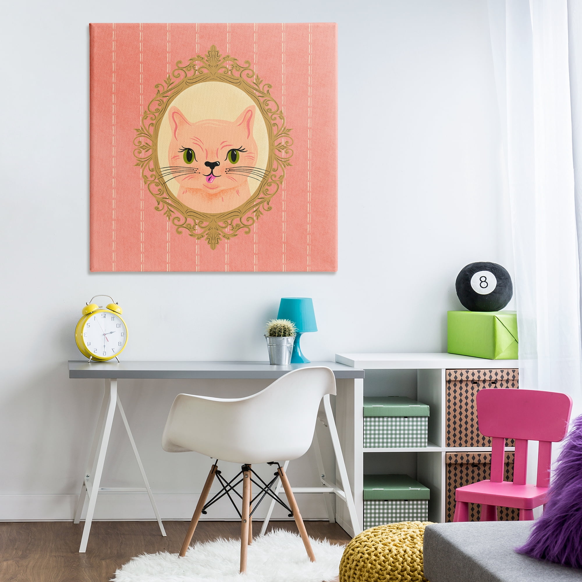 Stupell Industries Peach Cat Portrait Animals Painting Wrapped Canvas Art Print Wall Art, 36 x 36