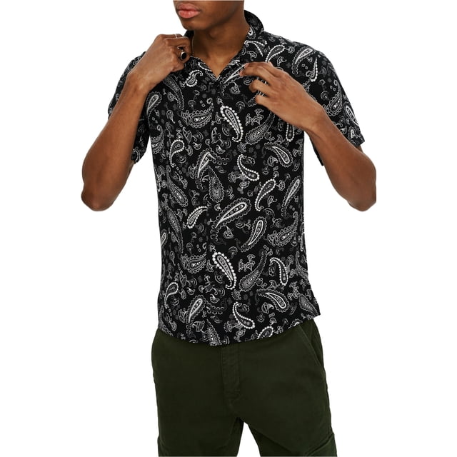 Camisa con botones Paisley Elevenparis para hombre negra XL