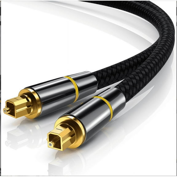 Digital Optical Audio Cable 6.6 Feet, [Slim Nylon Braided, 24K Gold-Plated], Digital Audio Optical Cord/Toslink Cable for Sound Bar, Home Theater, TV, PS4, Vizio-CL3 Rated, Black