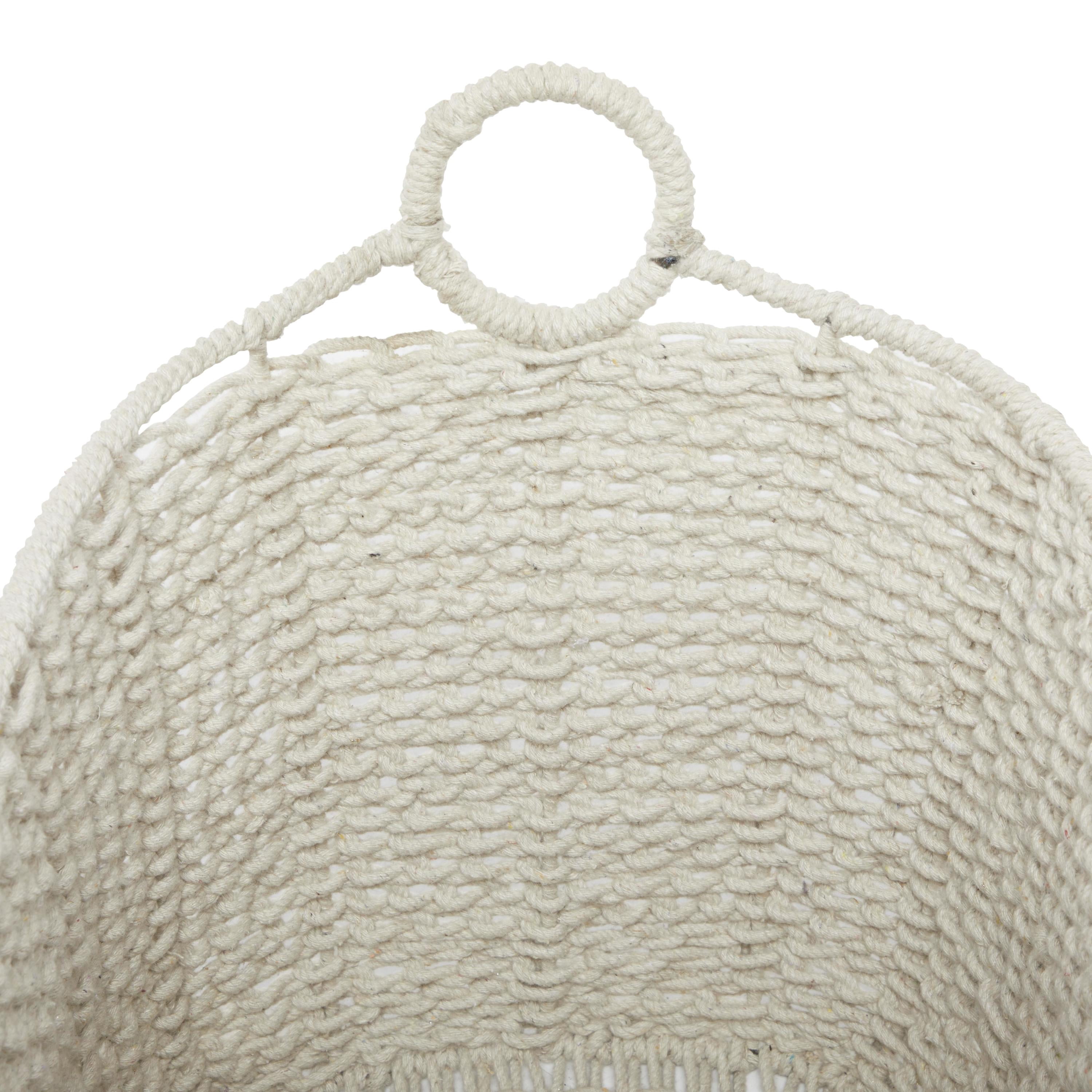 CosmoLiving by Cosmopolitan 22" x 18" White Cotton Fabric Handmade Storage Basket with Handles, 1-Piece