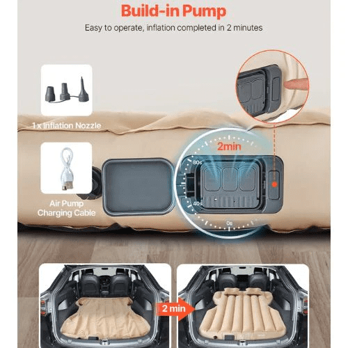 84.1x49.2x7.9 Inch Inflatable Car Air Mattress with Built-in Pump Beige