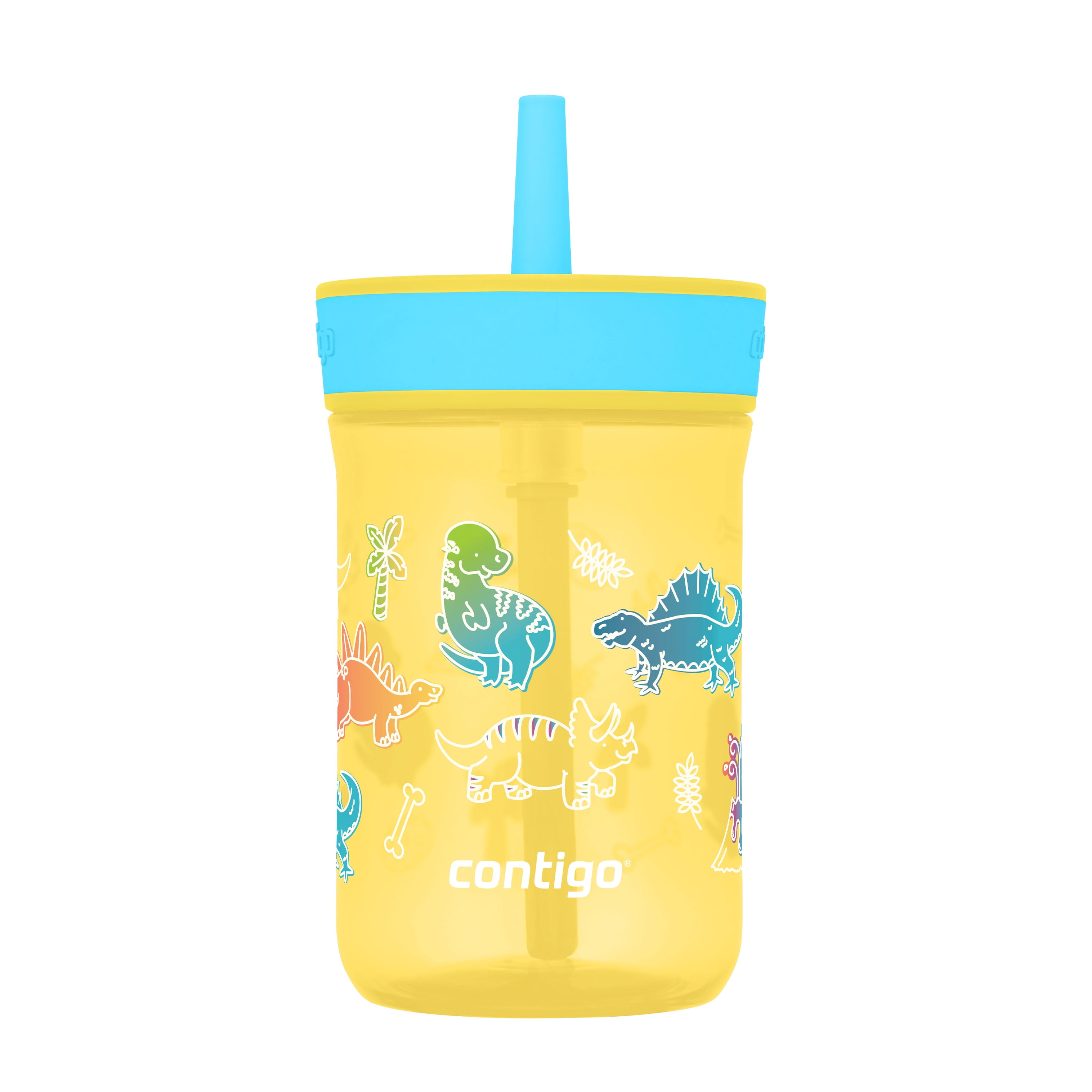 Contigo Kids Leighton Spill-Proof Tumbler with Straw, Pineapple Dinos, 14 oz (414 mL)