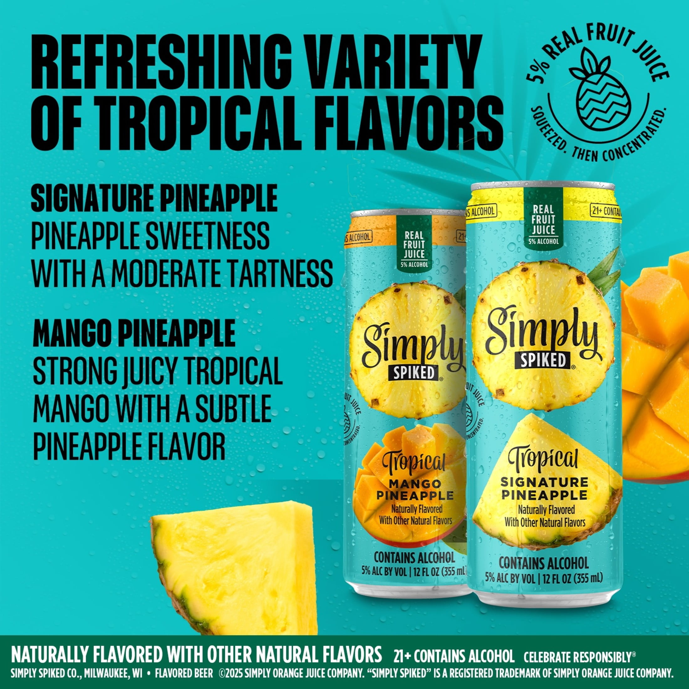 Simply Spiked Tropical Variety pack, 12 pack, 12 fl oz Aluminum Cans, 5% ABV