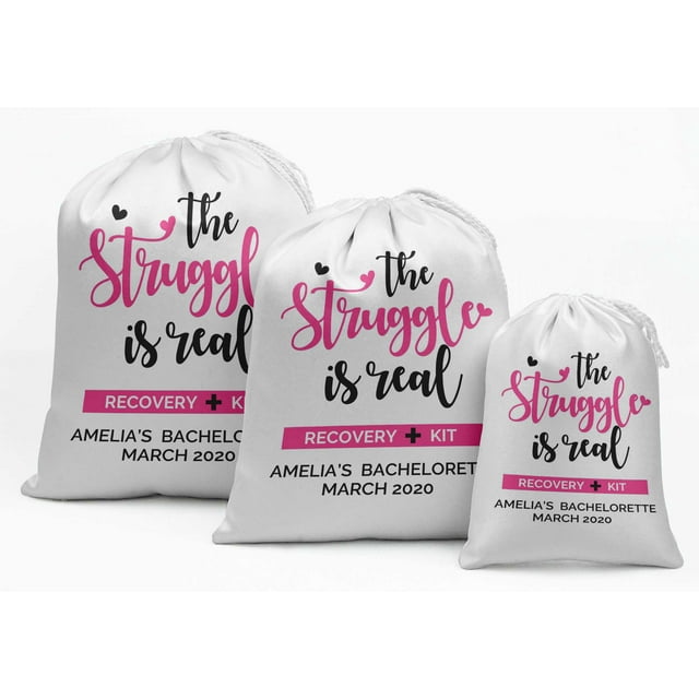 Darling Souvenir White Recovery Kit Bachelorette Custom Party Supplies Favor BagsDrawstring Pouches15 Pieces