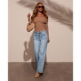 thumbnail image 5 of Women's High Waist Wide Leg Straight Jeans with Patch Pockets - Stretch Denim Casual Pants for Everyday Wear, 5 of 6