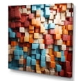 thumbnail image 2 of Designart "Abstract Cubes in Blue and Red I" Abstract Wall Art - Modern Blue Abstract Cubism Entryway Wall Art Print, 2 of 6