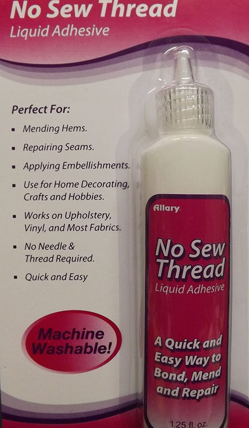 Allary No Sew Thread Liquid Adhesive 1.25 oz 1.25 Ounce