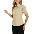 thumbnail image 4 of INSPIRE CHIC Women's Puff Sleeve Point Collar Button Down Essential Office Shirt, 4 of 4
